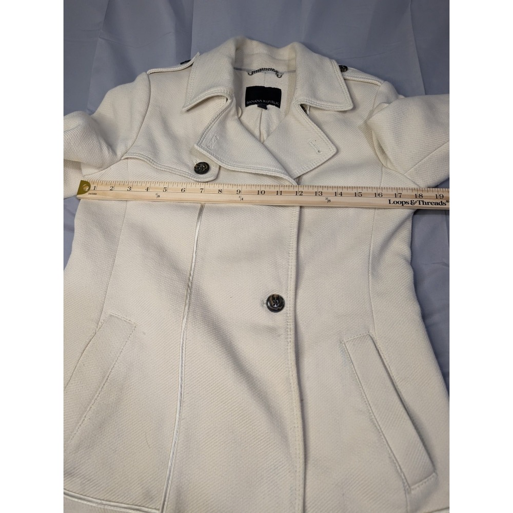 Banana Republic Ivory Moto Jacket Womens S Cotton Knit Structured Career NO Belt - Picture 10 of 12